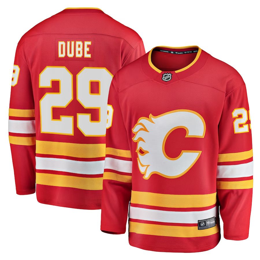 Men Calgary Flames #29 Dillon Dube Fanatics Branded Red Home Breakaway Player NHL Jersey->calgary flames->NHL Jersey